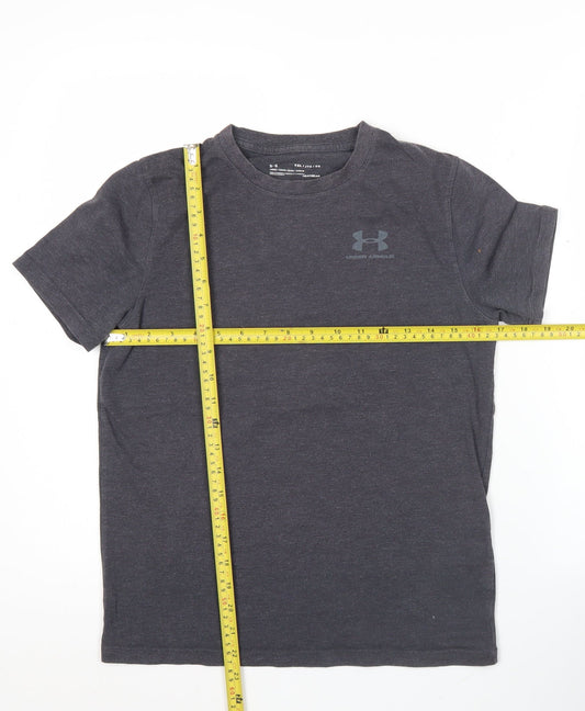 Under Armour Boys Grey Short Sleeve T-Shirt 13-14 YRS Sports Logo Tee