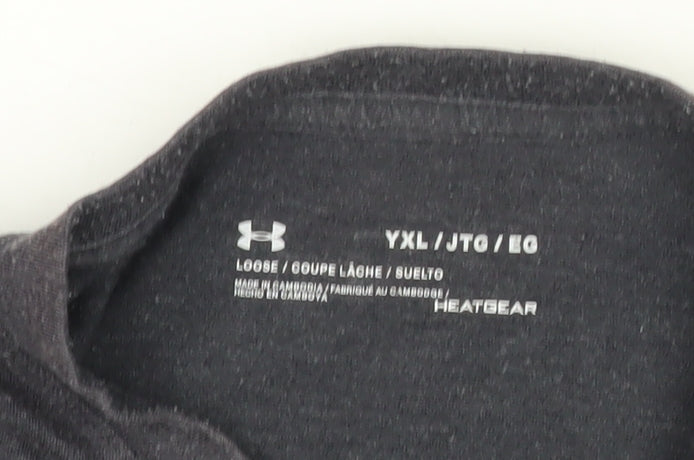 Under Armour Boys Grey Short Sleeve T-Shirt 13-14 YRS Sports Logo Tee