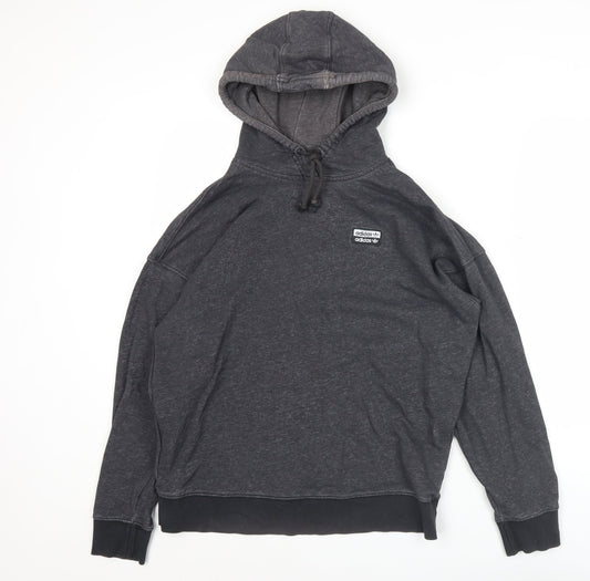 Adidas Mens Grey Pullover Hoodie Size M Regular Fit Logo Sportswear
