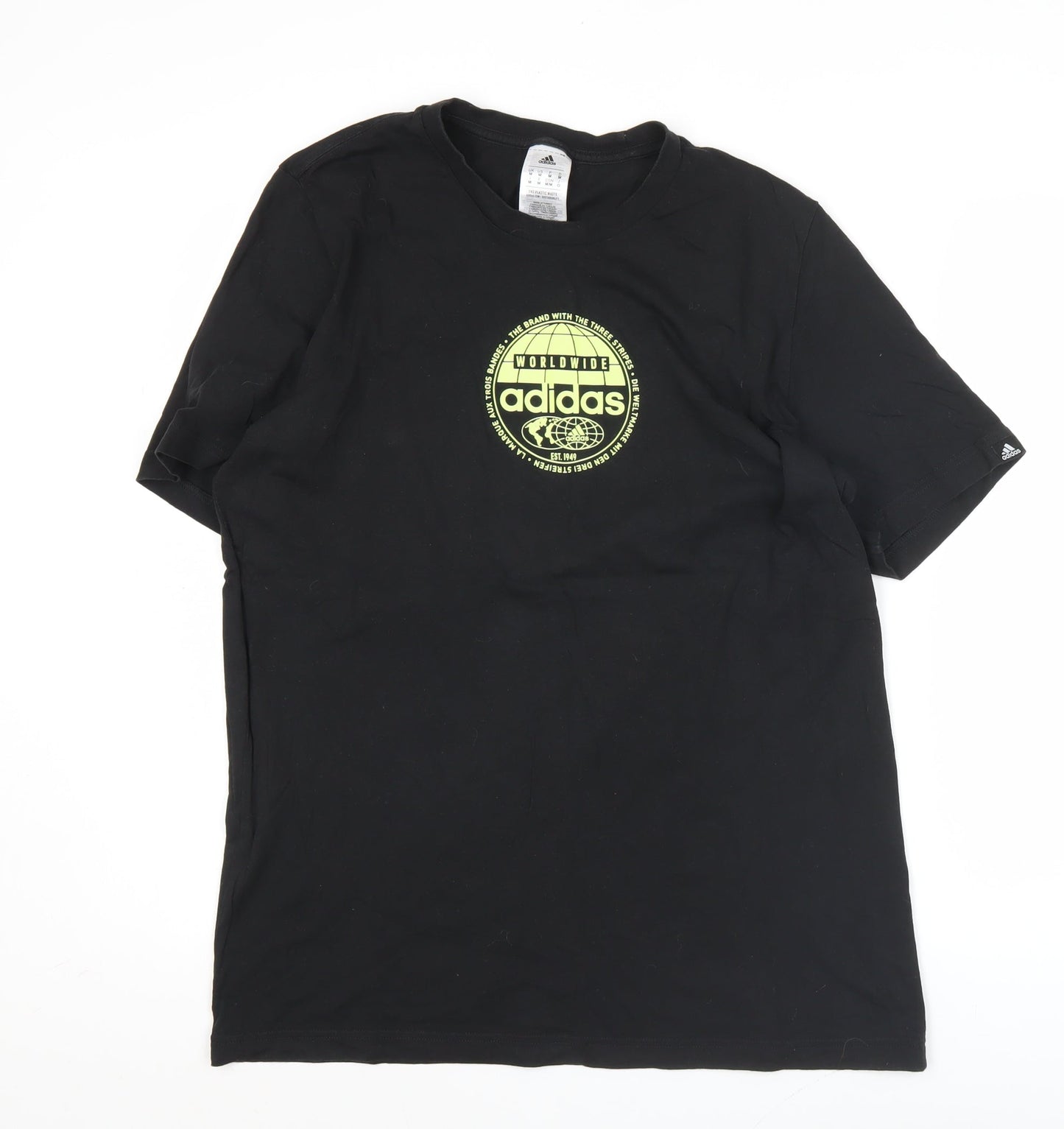 Adidas Mens Black Medium Graphic Logo Sports T-Shirt