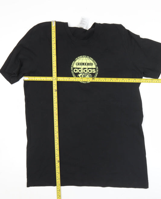 Adidas Mens Black Medium Graphic Logo Sports T-Shirt