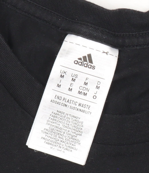 Adidas Mens Black Medium Graphic Logo Sports T-Shirt