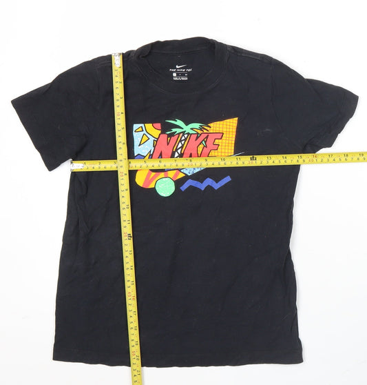 Nike Boys Black Graphic Logo T-Shirt Small Retro Sportswear