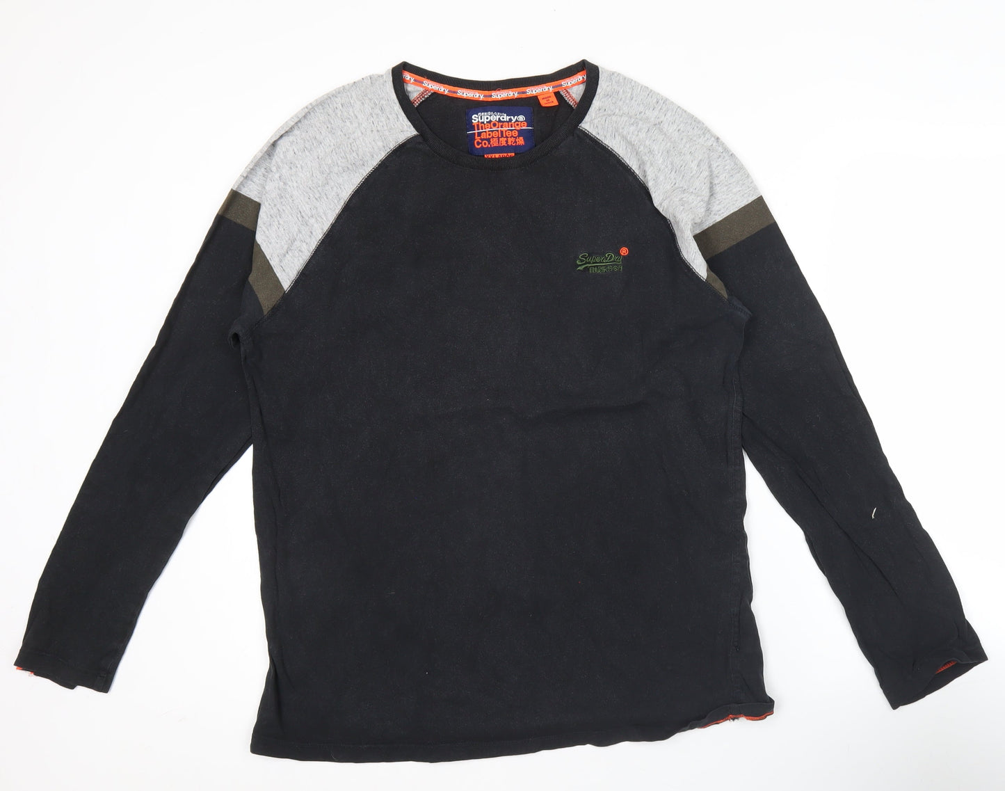 Superdry Men’s Black 2XL Long Sleeve Crew Neck Cotton Top