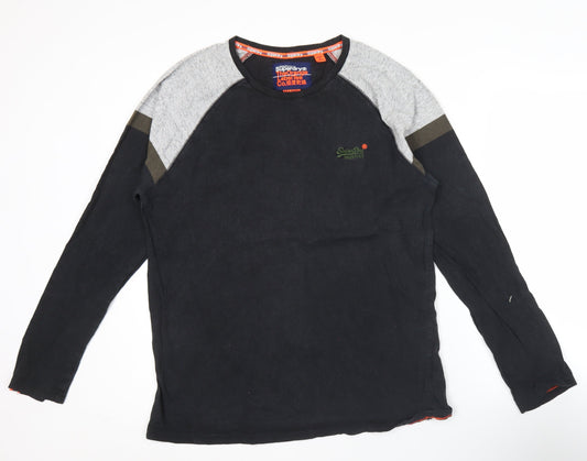 Superdry Men’s Black 2XL Long Sleeve Crew Neck Cotton Top