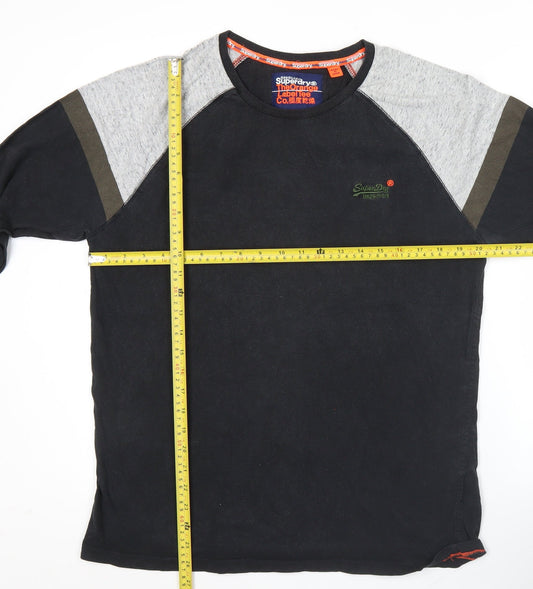 Superdry Men’s Black 2XL Long Sleeve Crew Neck Cotton Top
