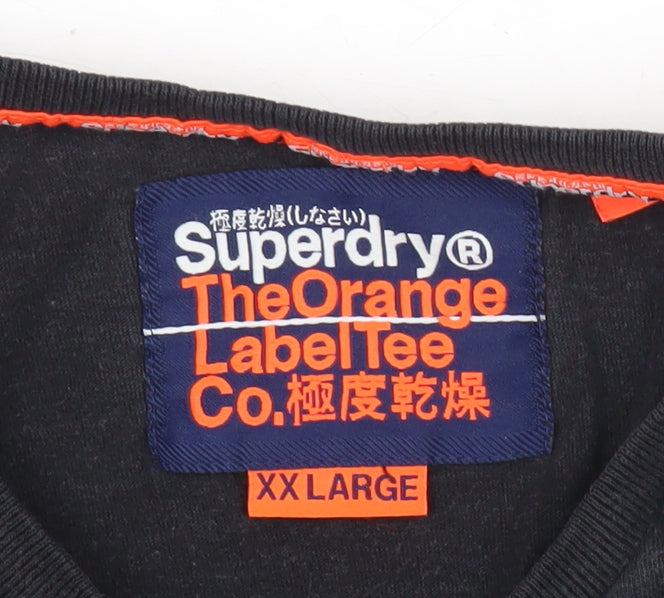 Superdry Men’s Black 2XL Long Sleeve Crew Neck Cotton Top