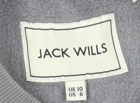 Jack Wills Womens Grey Logo Sweatshirt UK 10 Pullover Long Sleeve