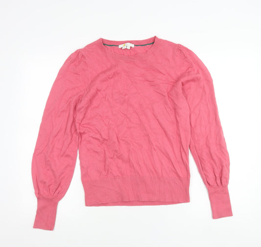 Boden Womens Pink Crew Neck Wool Cotton Pullover Jumper Size 12