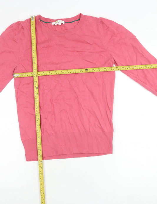 Boden Womens Pink Crew Neck Wool Cotton Pullover Jumper Size 12