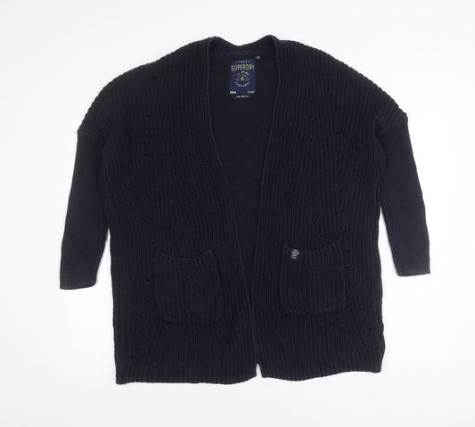 Superdry Women’s Blue Chunky Knit Cotton Cardigan Size M