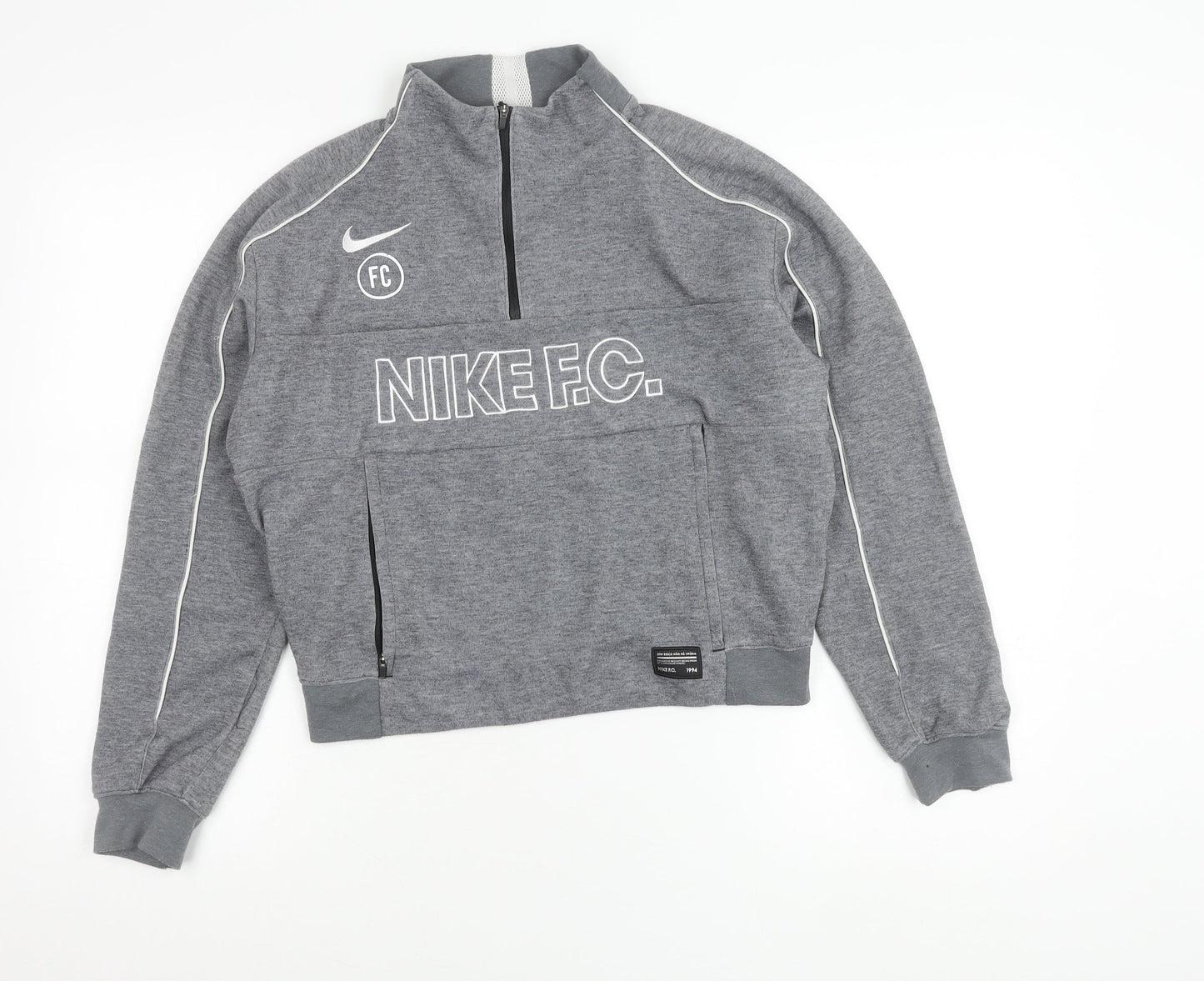 Nike Boys Grey XS Dri-Fit Half Zip Sweatshirt Football Training Top