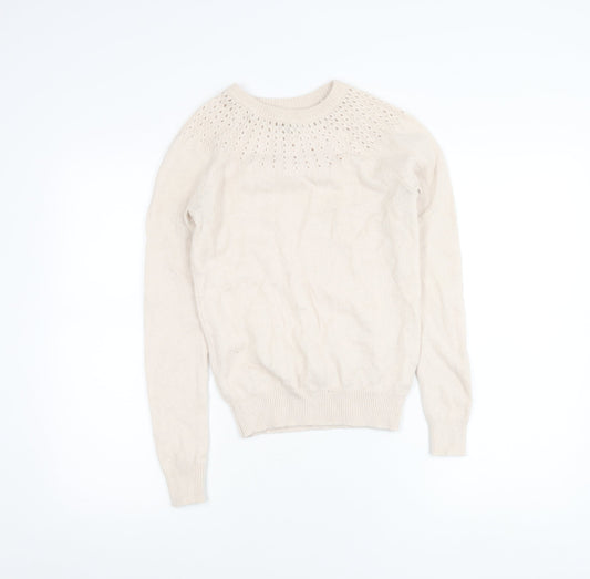 Jack Wills Womens Beige Wool Alpaca Blend Open Knit Jumper UK 8