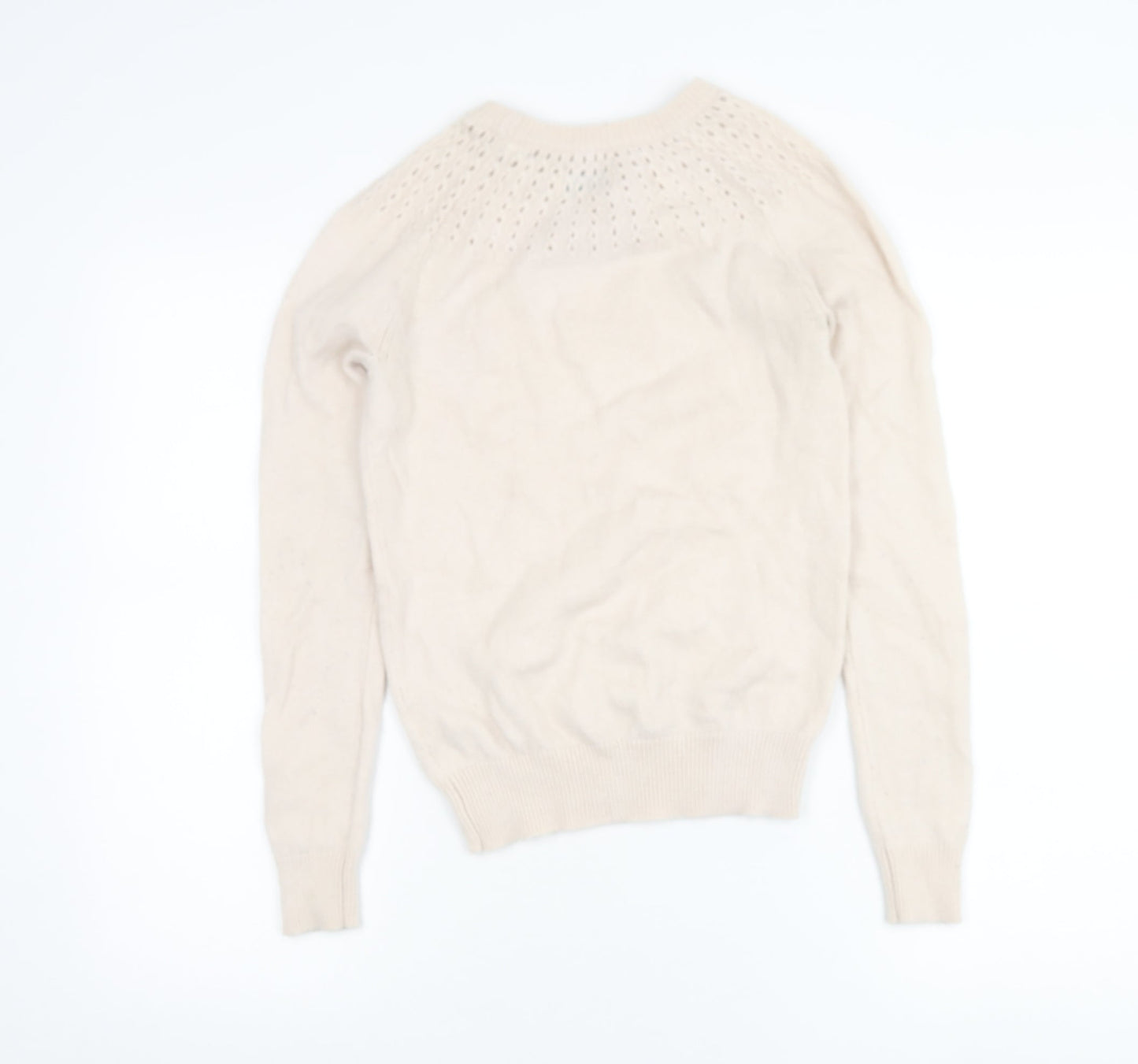 Jack Wills Womens Beige Wool Alpaca Blend Open Knit Jumper UK 8