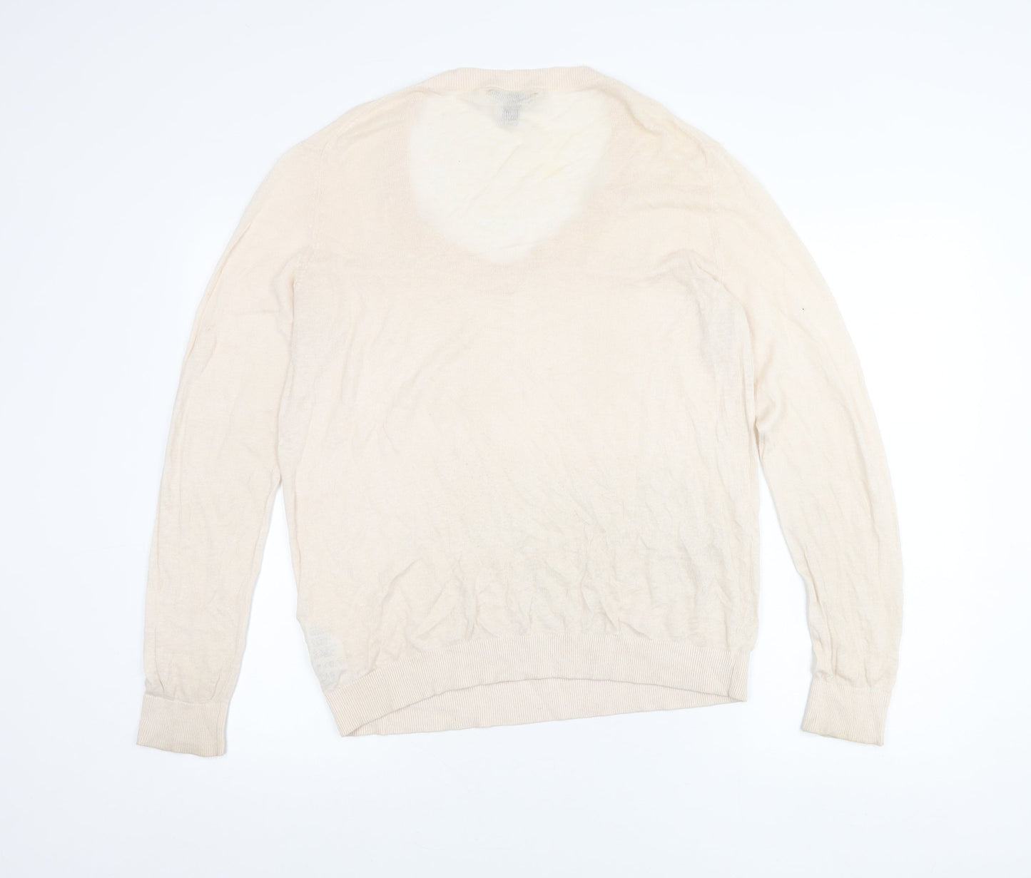Tommy Hilfiger Women’s Beige XL V-Neck Cotton Silk Jumper
