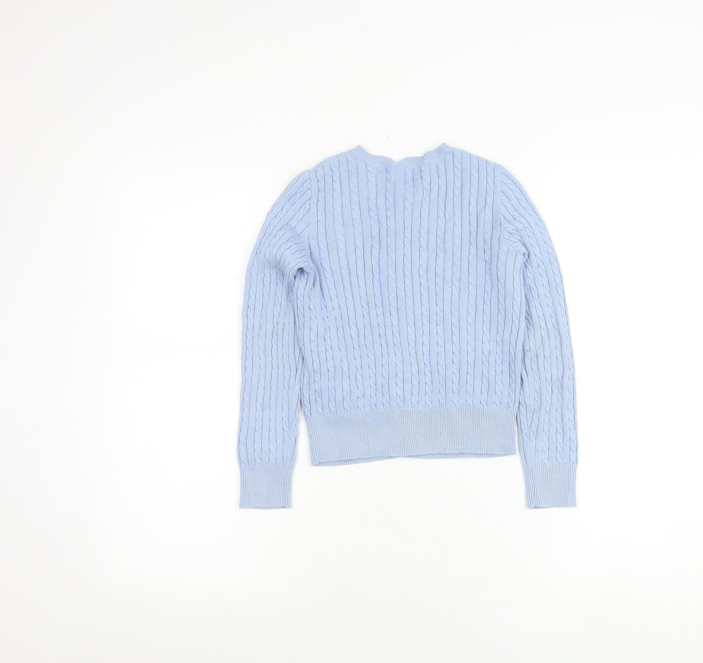 Ralph Lauren Girls Blue Cotton Cable Knit Cardigan Jumper Age 7 Years