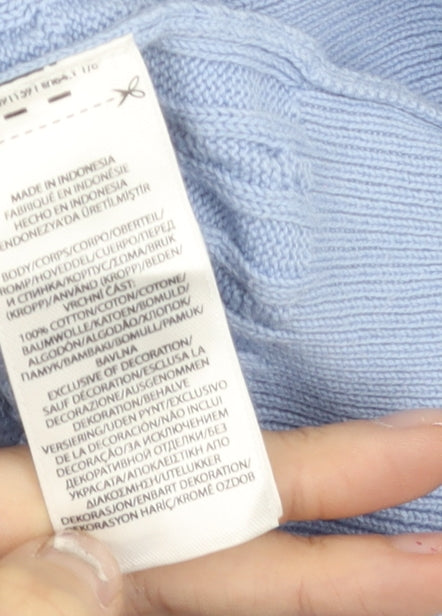 Ralph Lauren Girls Blue Cotton Cable Knit Cardigan Jumper Age 7 Years