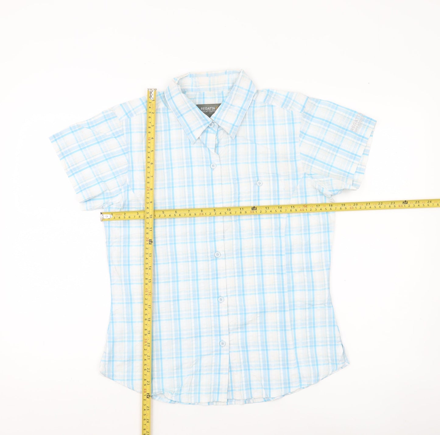 Regatta Women’s Blue Check Short Sleeve Button-Up Shirt Size 12