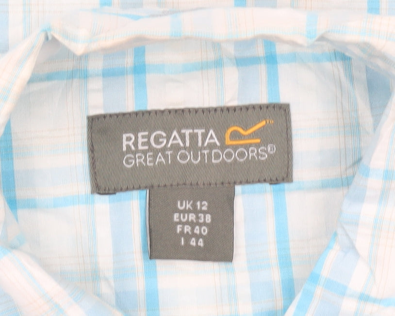 Regatta Women’s Blue Check Short Sleeve Button-Up Shirt Size 12