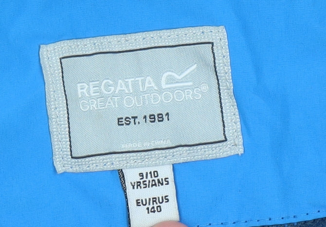 Regatta Boys Blue Waterproof Hooded Rain Coat Jacket 9-10 Years