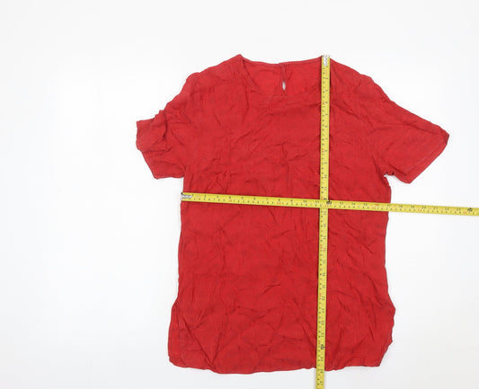 Marks and Spencer Women’s Red Short Sleeve Cupro Blouse UK 10