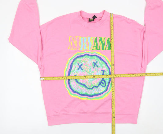 Nirvana Womens Pink Graphic Pullover Sweatshirt Size 10/12 UK