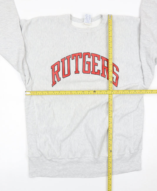 Champion Mens Grey XL Pullover Sweatshirt Rutgers Logo