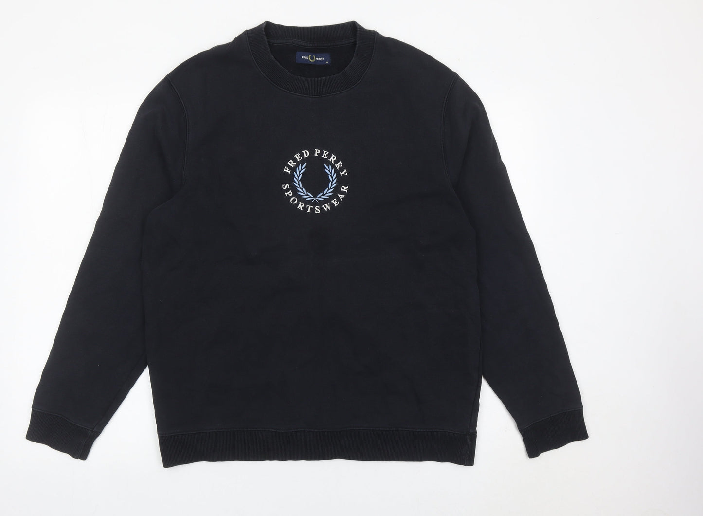 Fred Perry Men’s Black Cotton Sportswear Sweatshirt Size M Pullover