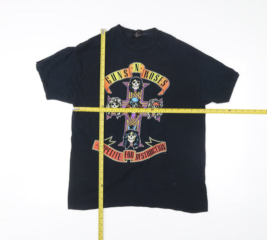 Guns N' Roses Men's Black Band T-Shirt Size L Vintage 90s Rock Tee