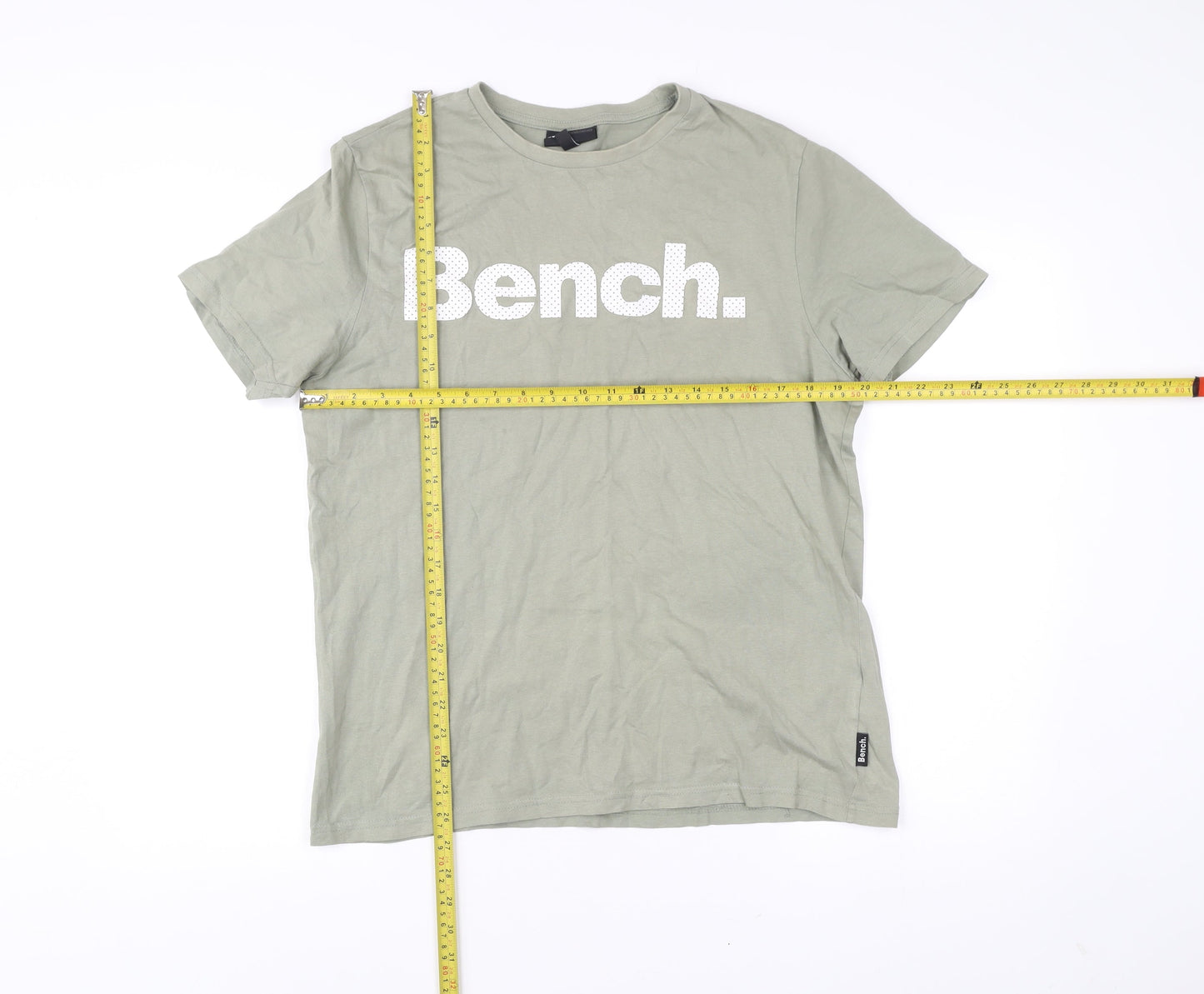Bench Men's Green Cotton Logo T-Shirt Size M Short Sleeve