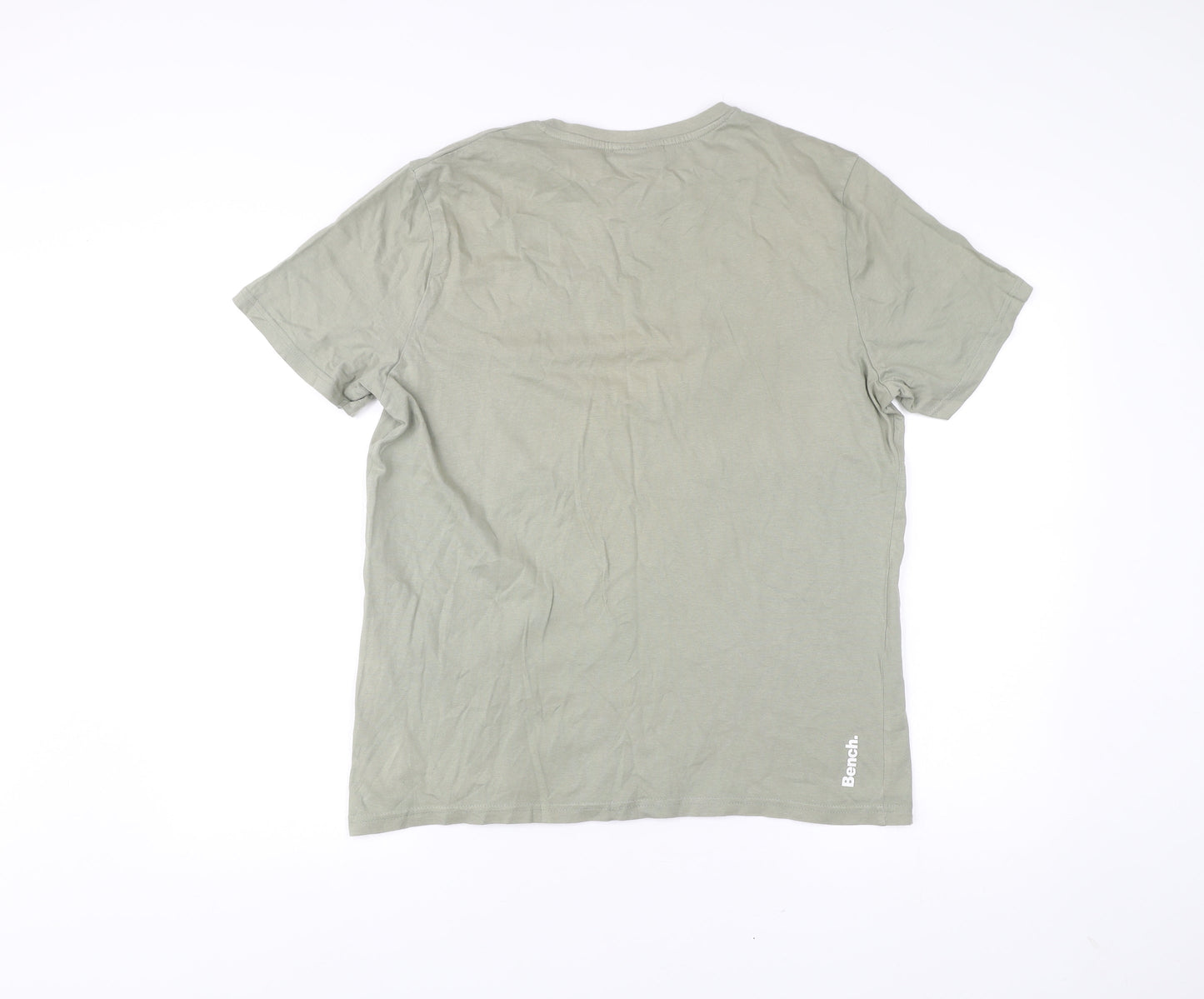 Bench Men's Green Cotton Logo T-Shirt Size M Short Sleeve