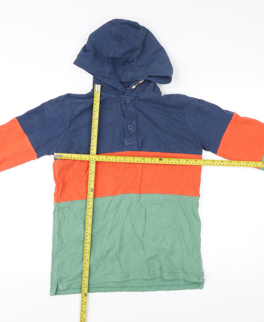 FatFace Boys Blue Green Orange Henley Hoodie 12-13 Years Colourblock Cotton