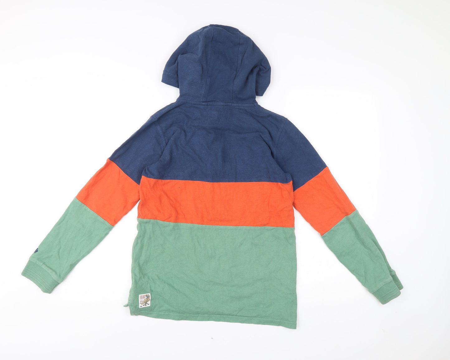 FatFace Boys Blue Green Orange Henley Hoodie 12-13 Years Colourblock Cotton