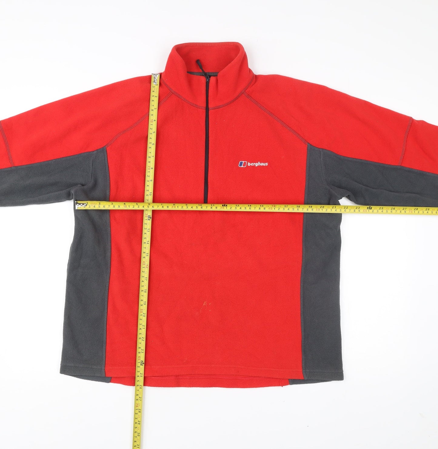 Berghaus Mens Red Grey Fleece Sweatshirt Pullover L Outdoor Hiking