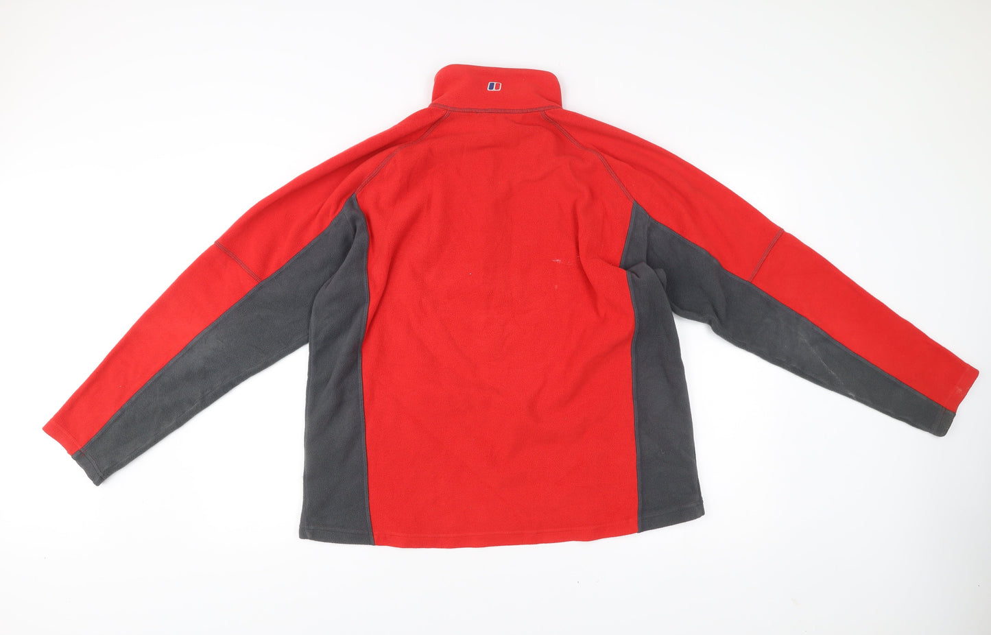 Berghaus Mens Red Grey Fleece Sweatshirt Pullover L Outdoor Hiking