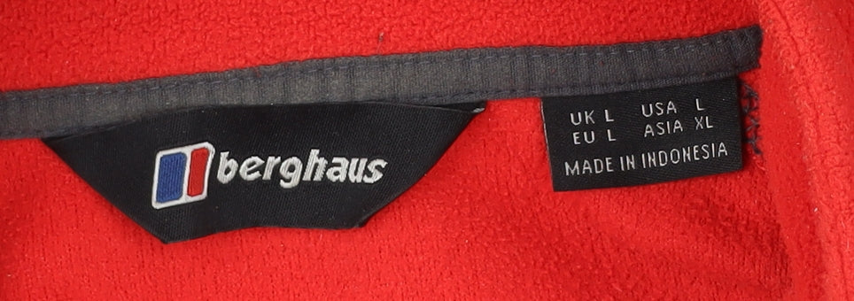 Berghaus Mens Red Grey Fleece Sweatshirt Pullover L Outdoor Hiking