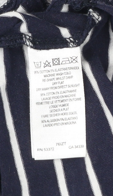 Additional view of French Connection Women Blue Striped 3/4 Sleeve Boat Neck T-Shirt L