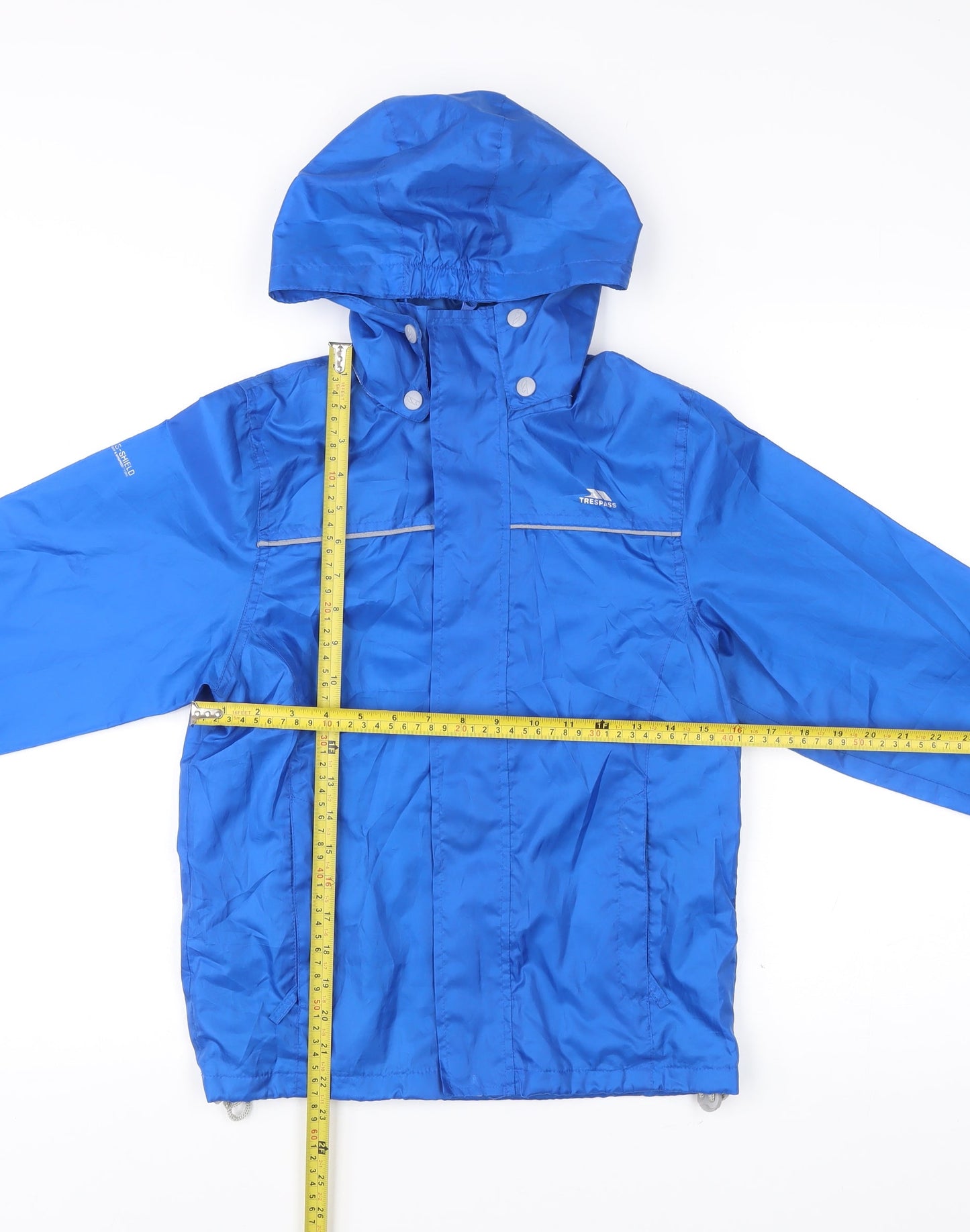 Trespass Boys Blue Waterproof Rain Coat Jacket 9-10 Years Hooded