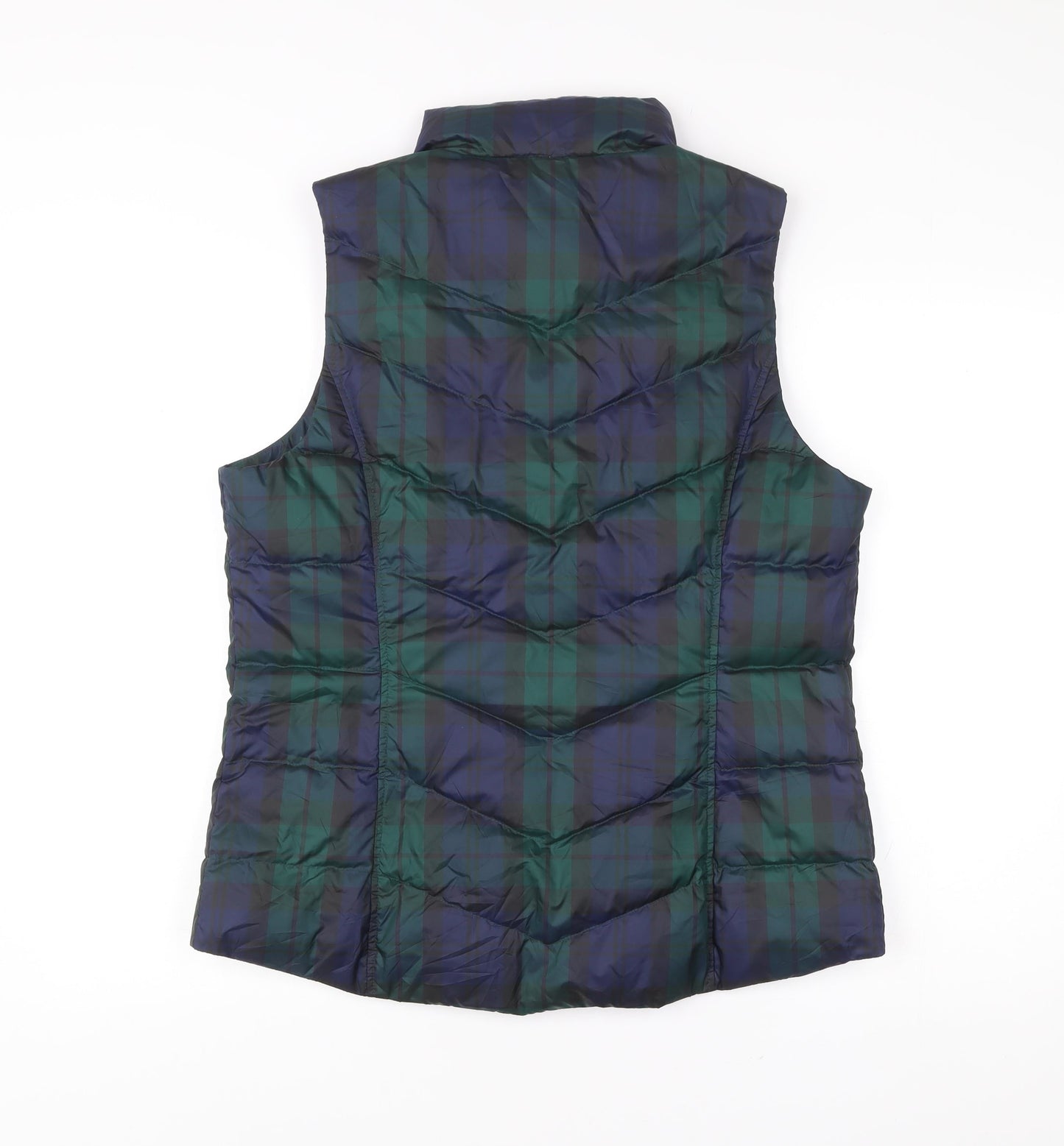 Lands' End Women's Multicoloured Plaid Puffer Waistcoat M 10-12