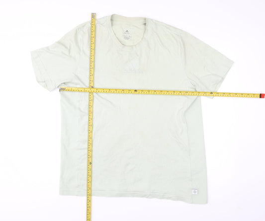 Adidas Men’s Beige L T-Shirt Organic Cotton Crew Neck Short Sleeve