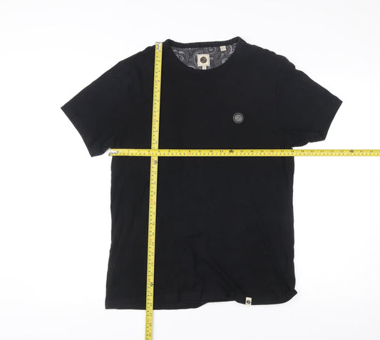 Pretty Green Men's Black Cotton Crew Neck T-Shirt Size M