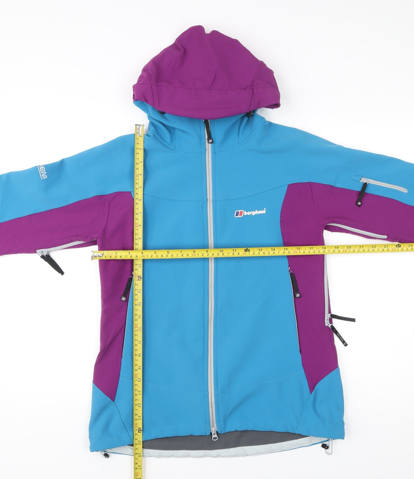 Berghaus Womens Size 12 Blue Purple Soft Shell Hooded Outdoor Jacket