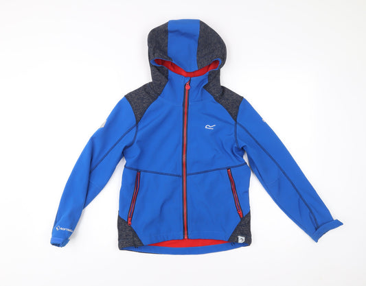 Regatta Boys Blue Hooded Softshell Jacket 9-10 Years Full Zip Outdoor Coat