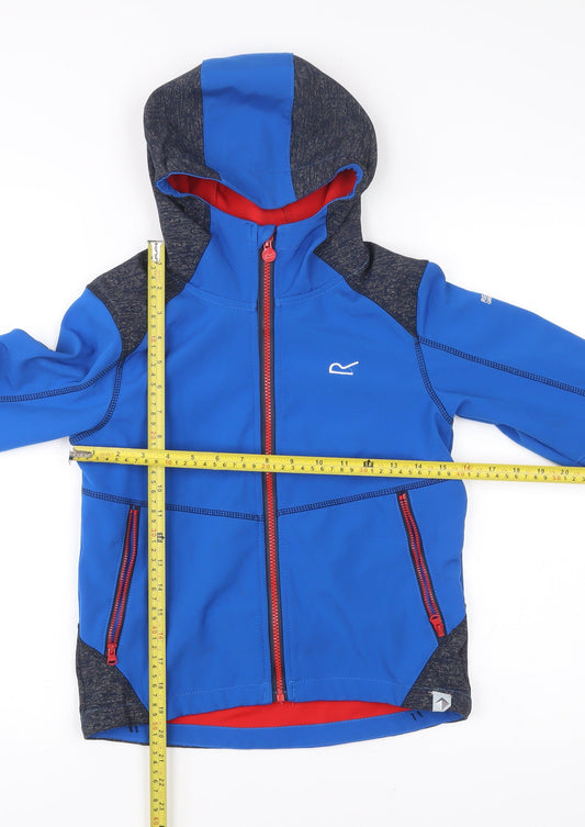 Regatta Boys Blue Hooded Softshell Jacket 9-10 Years Full Zip Outdoor Coat