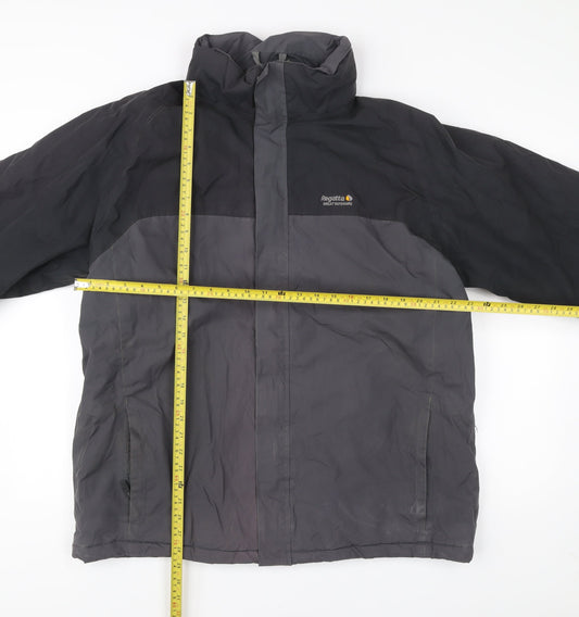Regatta Men’s Black Grey XL Rain Coat Waterproof Outdoor Jacket