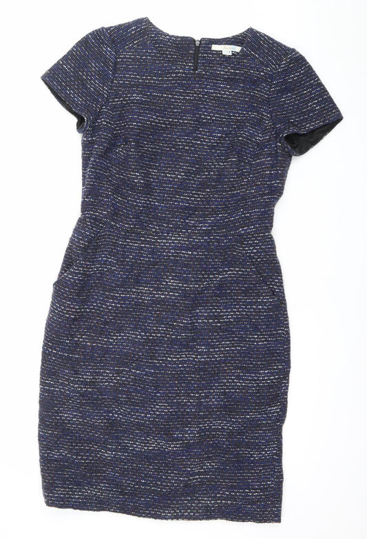 Boden Women’s Blue Tweed Sheath Knee Length Dress UK 10 Workwear