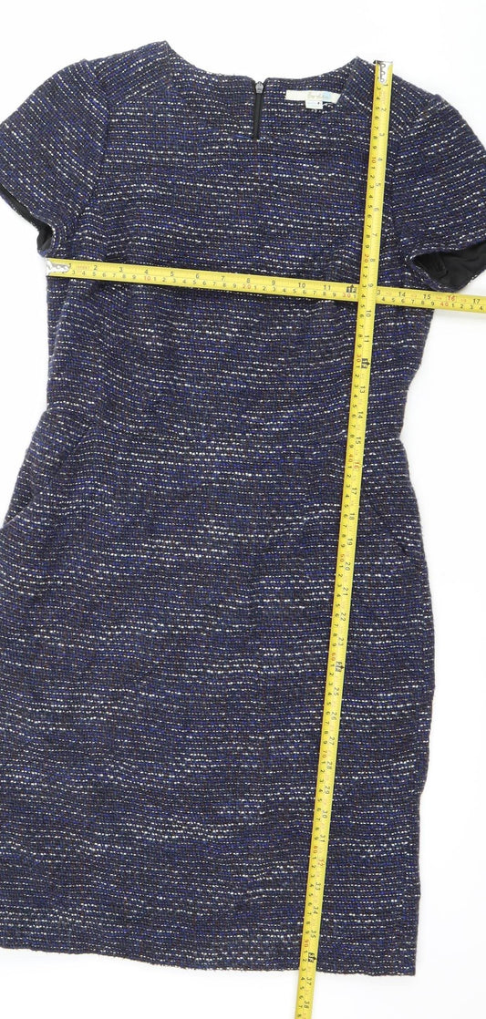 Boden Women’s Blue Tweed Sheath Knee Length Dress UK 10 Workwear