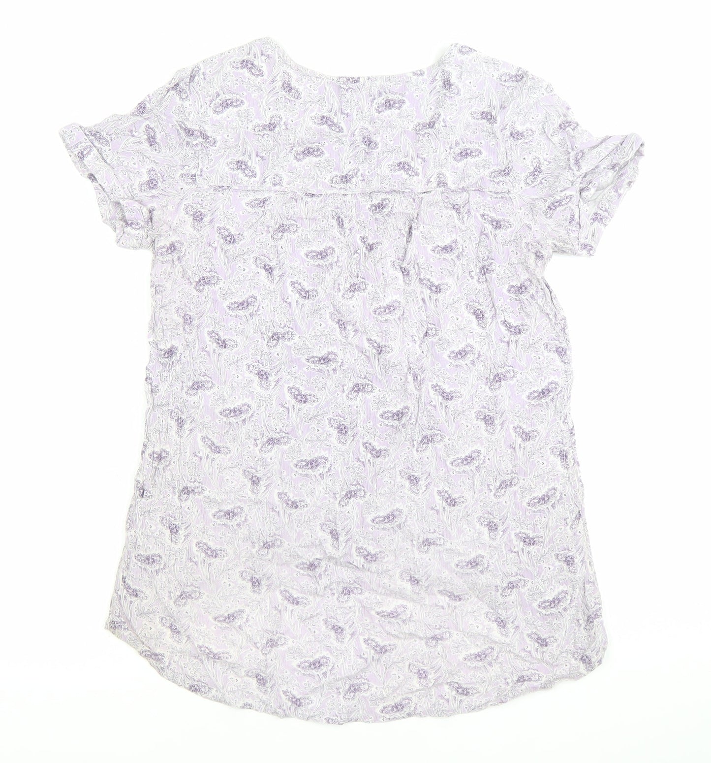 Fat Face Womens Purple Floral Blouse UK 10 V-Neck Tunic Top