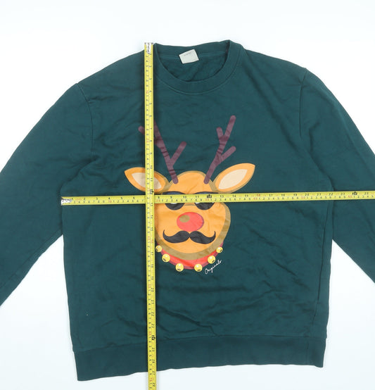 Jack & Jones Men’s Green XL Reindeer Christmas Sweatshirt Pullover