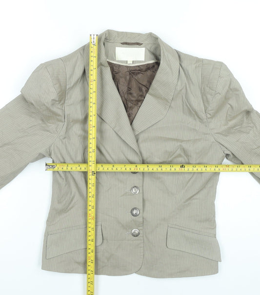 Roni Zilkha Women Beige Pinstripe Blazer Jacket Size 12
